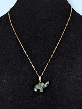 V. Small Nephrite Jade Elephant Pendant Necklace